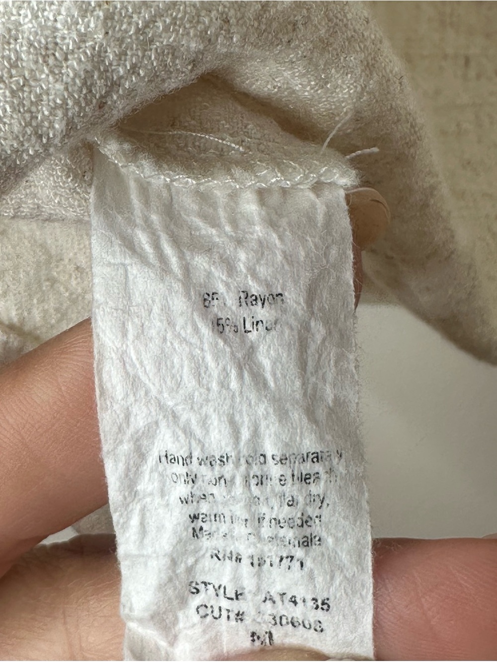 Gilli Linen Blend Square Neck Tank Top Cream M - Picture 4 of 4